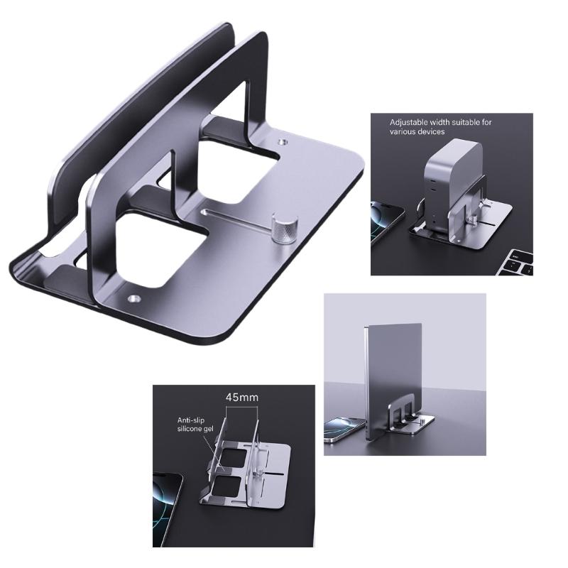 Aluminum Vertical Computer Stand Adjustable 14 45mm Thickness Anti Slip Desktop for Professionals Students