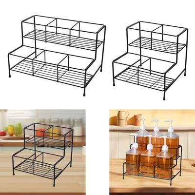 Soporte de Exhibición para Botellas de Jarabe Estante para Botellas de Vino para Bar Estantes Metálicos de Almacenamiento Organizador de Condimentos Estante para Especias para Gabinete Encimera de Cafetería