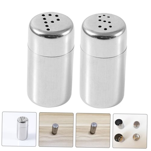 Alipis Stainless Steel Condiment Containers, Compact Salt and Pepper Shakers with Wear-Resistant Airtight Lids for Home and Outdoor Use, Set of 2