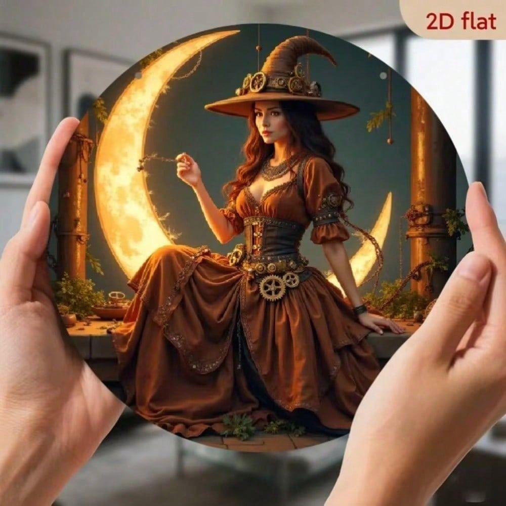 Metal Wall Poster Halloween Gothic Witch Pumpkin Vintage Aluminum Tin Sign for Living Room