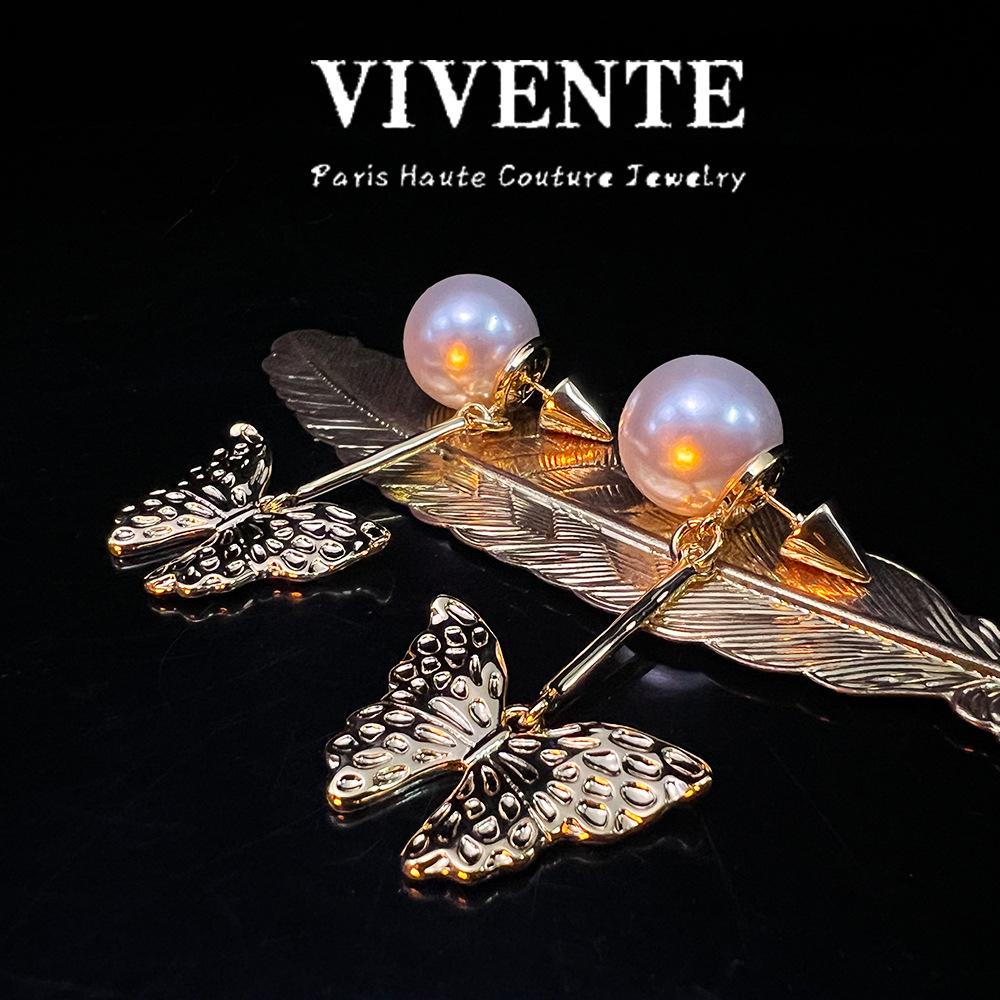 "24K Gold-Plated Butterfly Jewelry Set: Earrings, Necklace, and Bracelet"