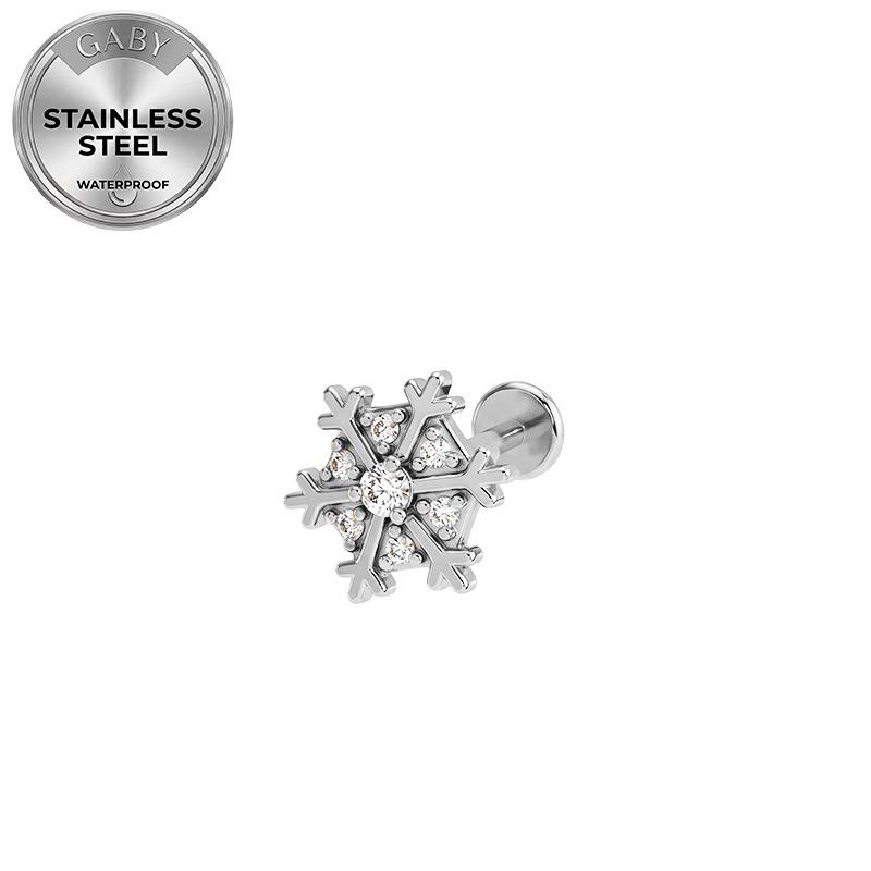 Titanium 316L Stainless Steel Luxury Snowflake Butterfly Earrings & Lip Studs