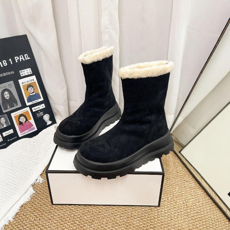 Thick-soled Snow Boots for Women 2025 Winter New Style, Fleece and Thickened Warm Cotton Shoes, Anti-slip Short Boots,Large Size