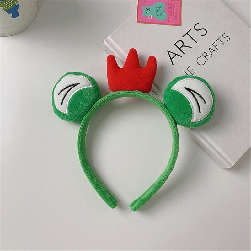 Frog Headbands Furry Plush Cartoon Headbands Hair Accessories for Girls and Womens Holiday Party Headwear