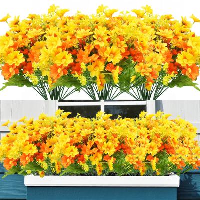 Artificial Fake Flowers, 1 Bundles Daisy Mums Flowers Outdoor UV Resistant No Fade Greenery Shrubs Plants Indoor Outside
