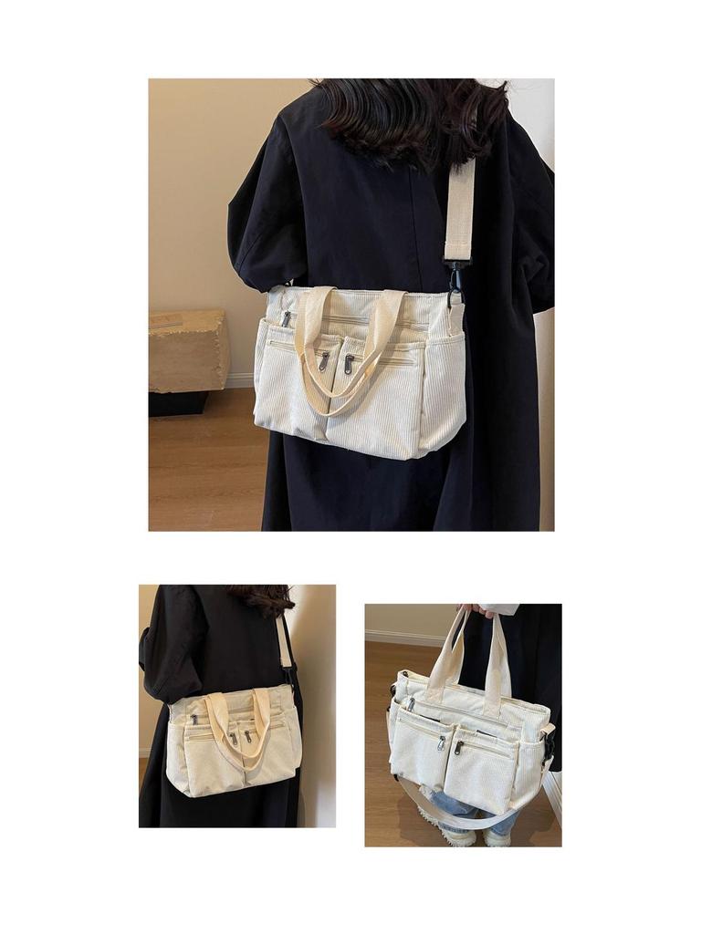 Versatile Large-Capacity Corduroy Shoulder Bag for Women - New Korean Style