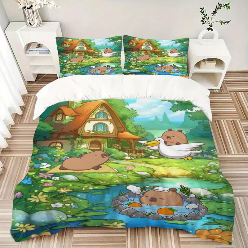 3pcs Anime Cartoon Design Bedding Set - Includes One Quilt Cover and Two Pillowcases (No Core) - Perfect for Bedroom and Guest Room Decorati