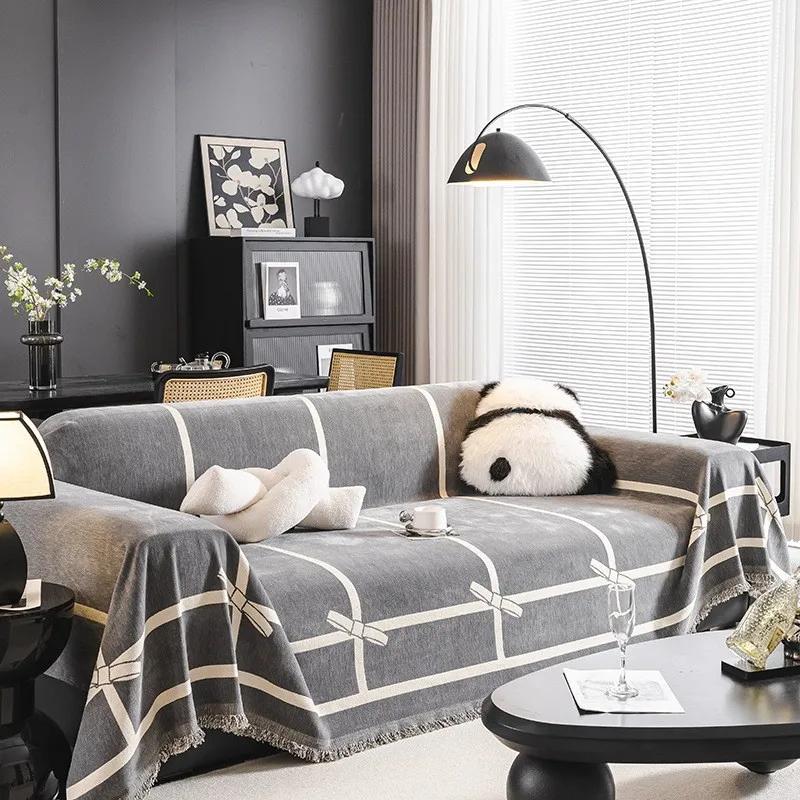 

Полотенце для дивана из шенилла с галстуком-бабочкой, необходимое для дома, все включено, всесезонное, универсальное, цельное, пылезащитное, одеяло для домашних животных, предметы 1seat 180x130cm серый