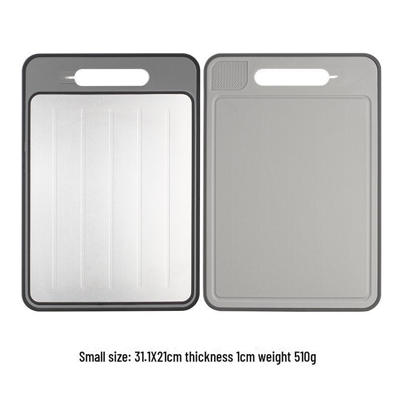 

Двостороння обробна дошка швидкого розморожування: Алюмінієвий сплав для стейків та фруктів Square Cutting Board