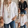 Frühling und Herbst Neue Lose V-ausschnitt Bestickt Ausgestellte Ärmel Spitze Top Chiffon Hemd
