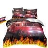 Bedding Three-Piece Set 3D Digital Printing Cartoon Fire Truck Children'S Polished Duvet Cover