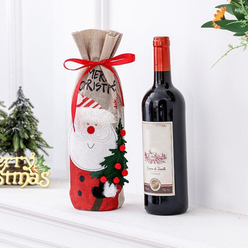 Snowman Christmas Wine Bottle Cover Portable Wine Pouch Gift  New Year Decor