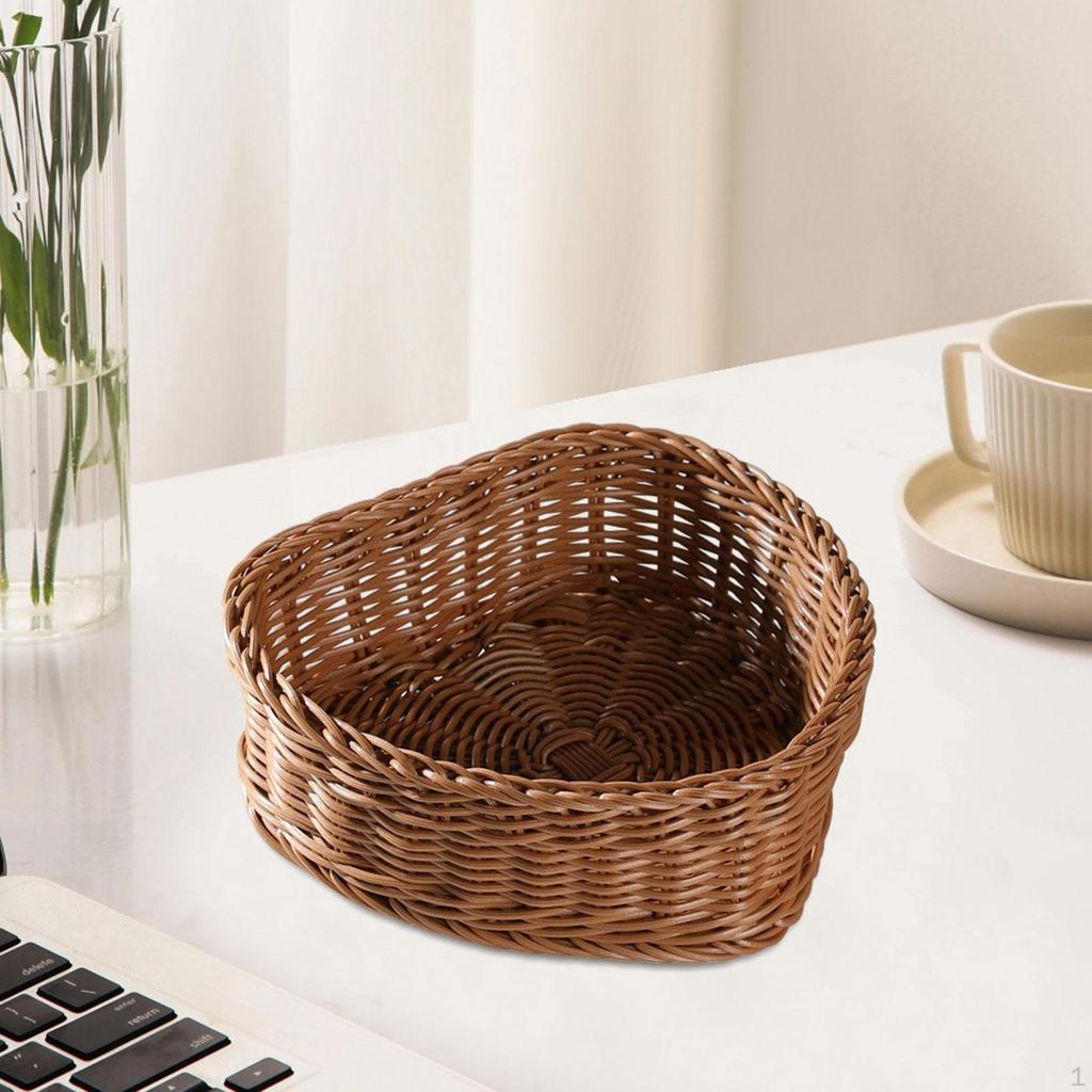Handwoven Heart Basket for Dining Table, Multi-Purpose Storage Solution
