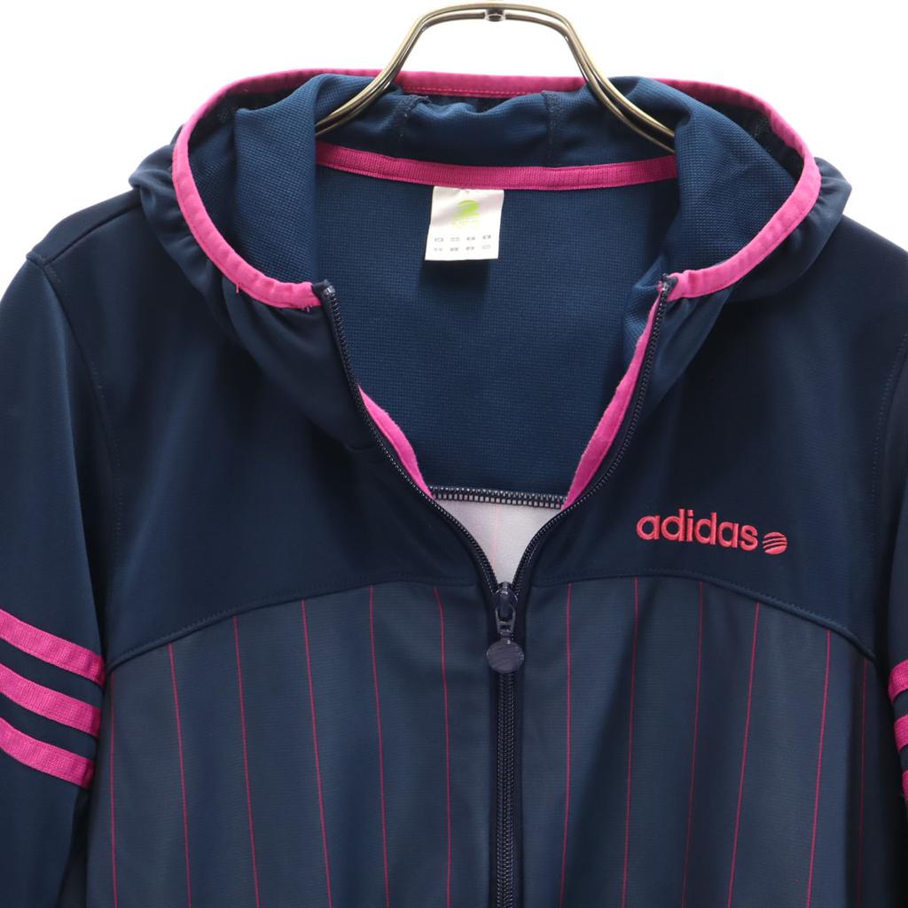 Adidas Neo Striped Pattern Track Jacket OT Navy Jersey Women Used