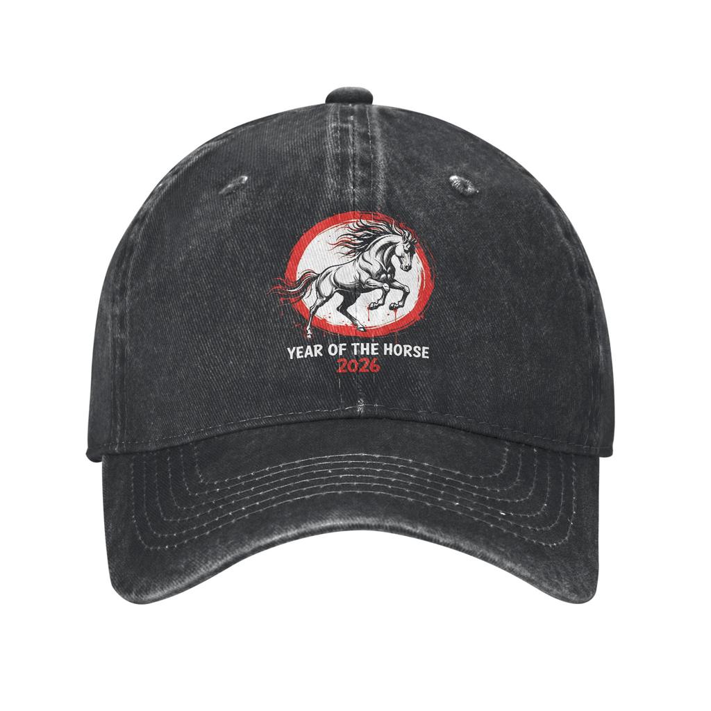 Year Of The Horse 2026 Chinese Lunar New Year Print Caps Men Women Cotton  Trucker Hat Causal Wear Baseball Cap Adjustable