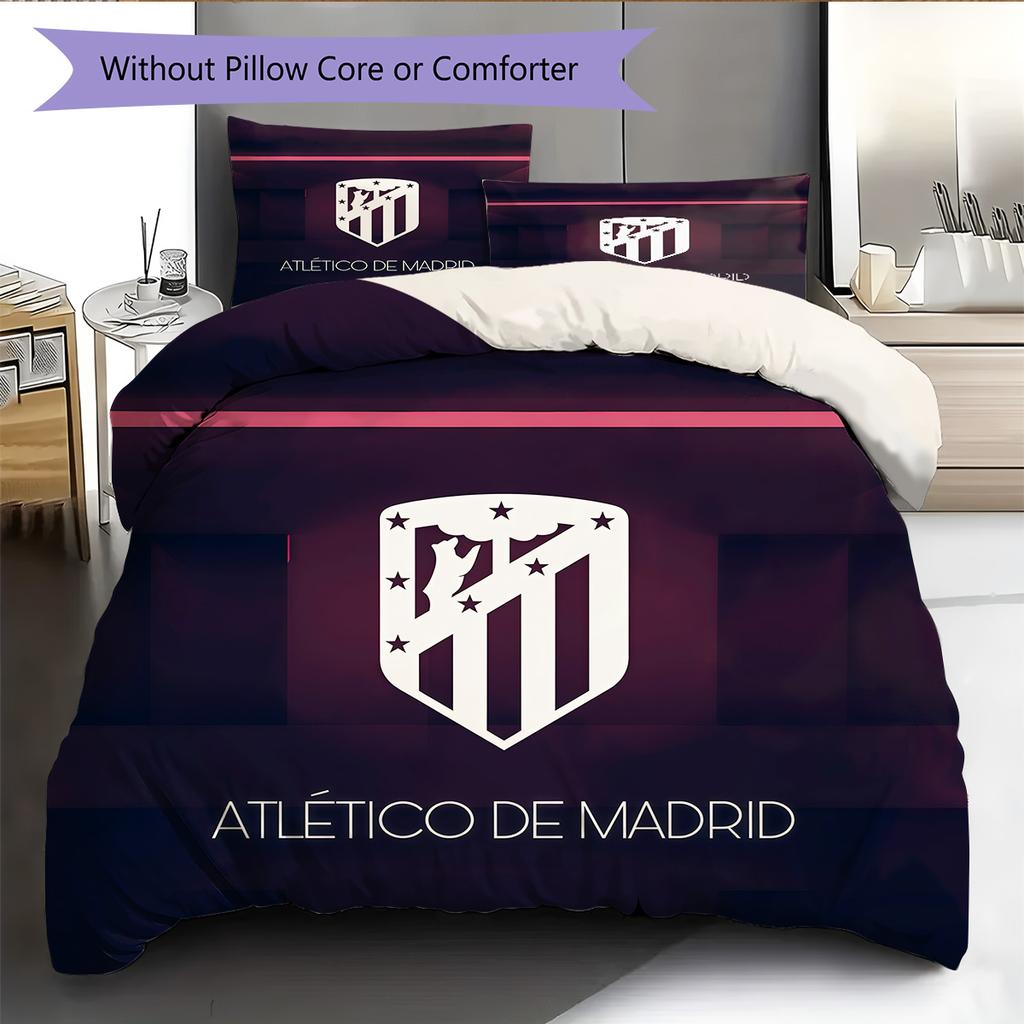 Atlético de Madrid Rašto Patalynės Antklodžių Rinkinys Namų Dekoras Dovana (1 * antklodės užvalkalas + 2 * pagalvės užvalkalai be šerdies)