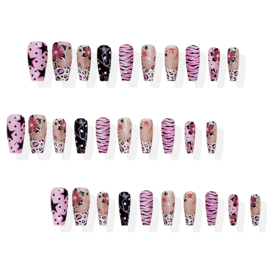 Pack of 30 Artificial Nail In Multiple Sizes Including Ballet Floral Patterns for Easy DIY Nail Enhancement