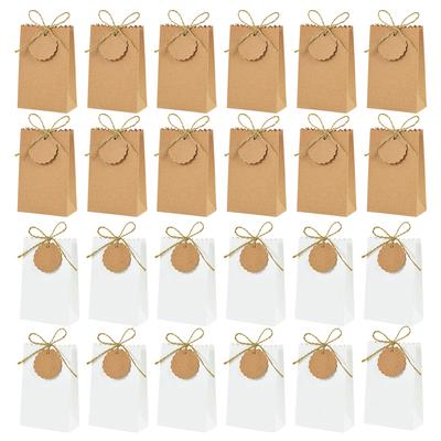 50/10pcs Kraft Paper Gift Box with Rope Retro Candy Cookie Bag Wedding Favors Birthday Party Supplies Christmas Gift Packaging