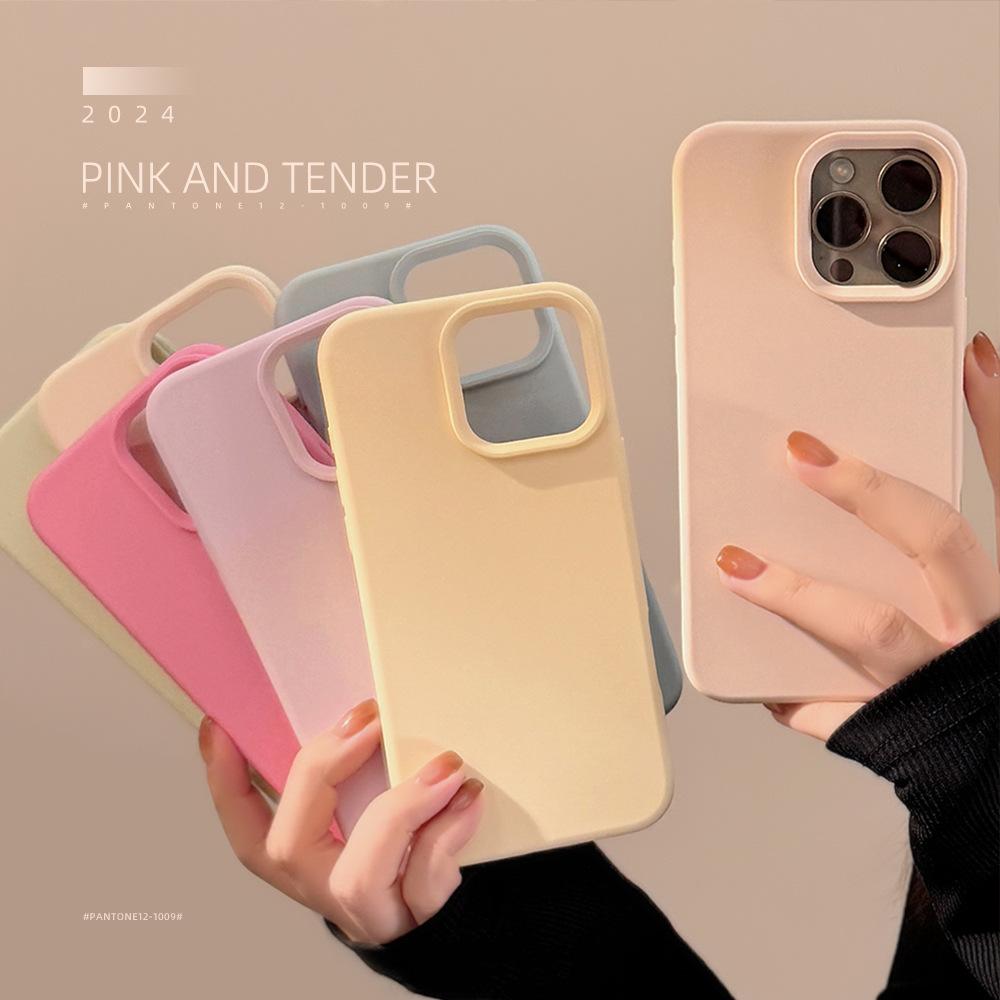 Solid Color Simple Iphone17pro Max Suitable for 15 IPhone Case 16 High End Silicone 13 Anti Fall 12