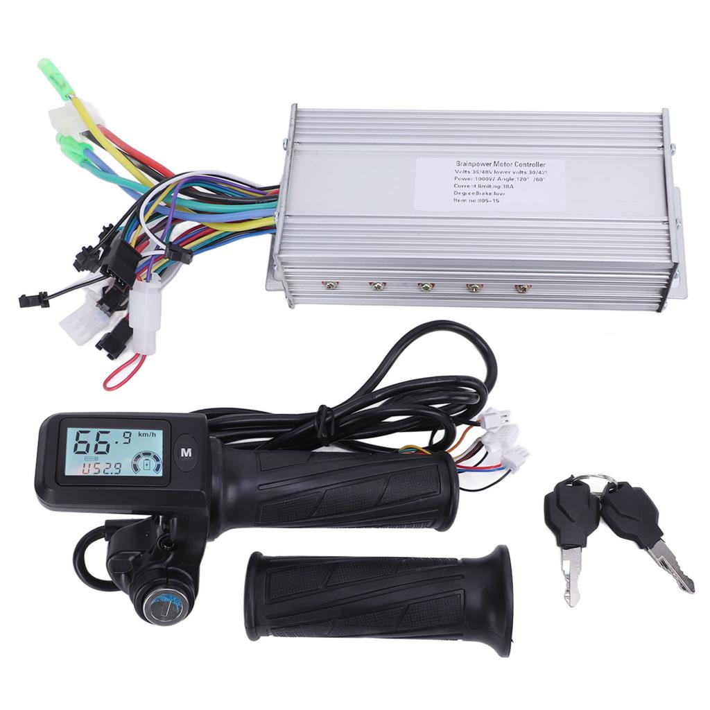 1000W 36V 48V Brushless Speed Motor Controller LCD Display Throttle with Lock for Electric Bike
