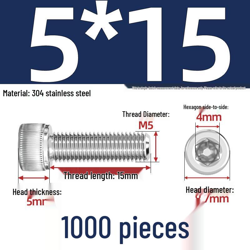304 Stainless Steel Hex Socket Head Cap Screws, M2-M10, Extended Length