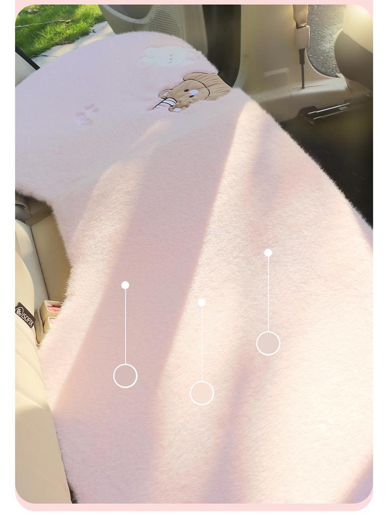 Zimowa kreskówkowa pluszowa poduszka na fotel samochodowy z misiem - Grube i ciepłe pokrycie wewnętrzne