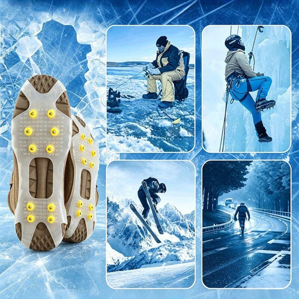 1 Pair Slip-on Style Snow Claw Shoe Covers 10 Steel Studs Winter Sports Equipment Hiking