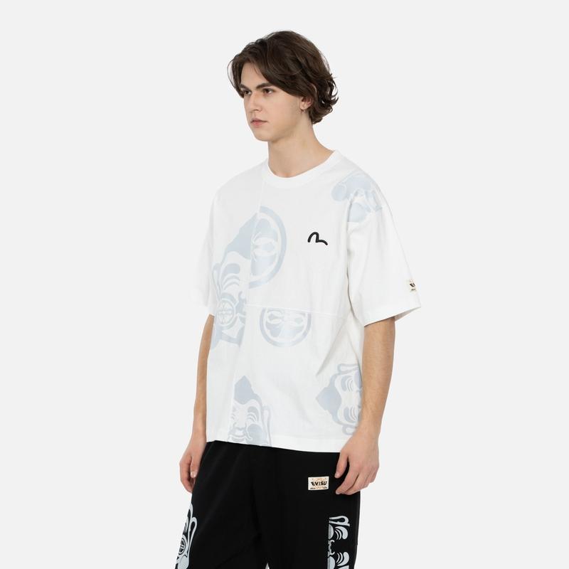 Evisu Buddha Head And Family Flower Print T-Shirt Men T-Shirts 2ESHTM4TS8082RXCT