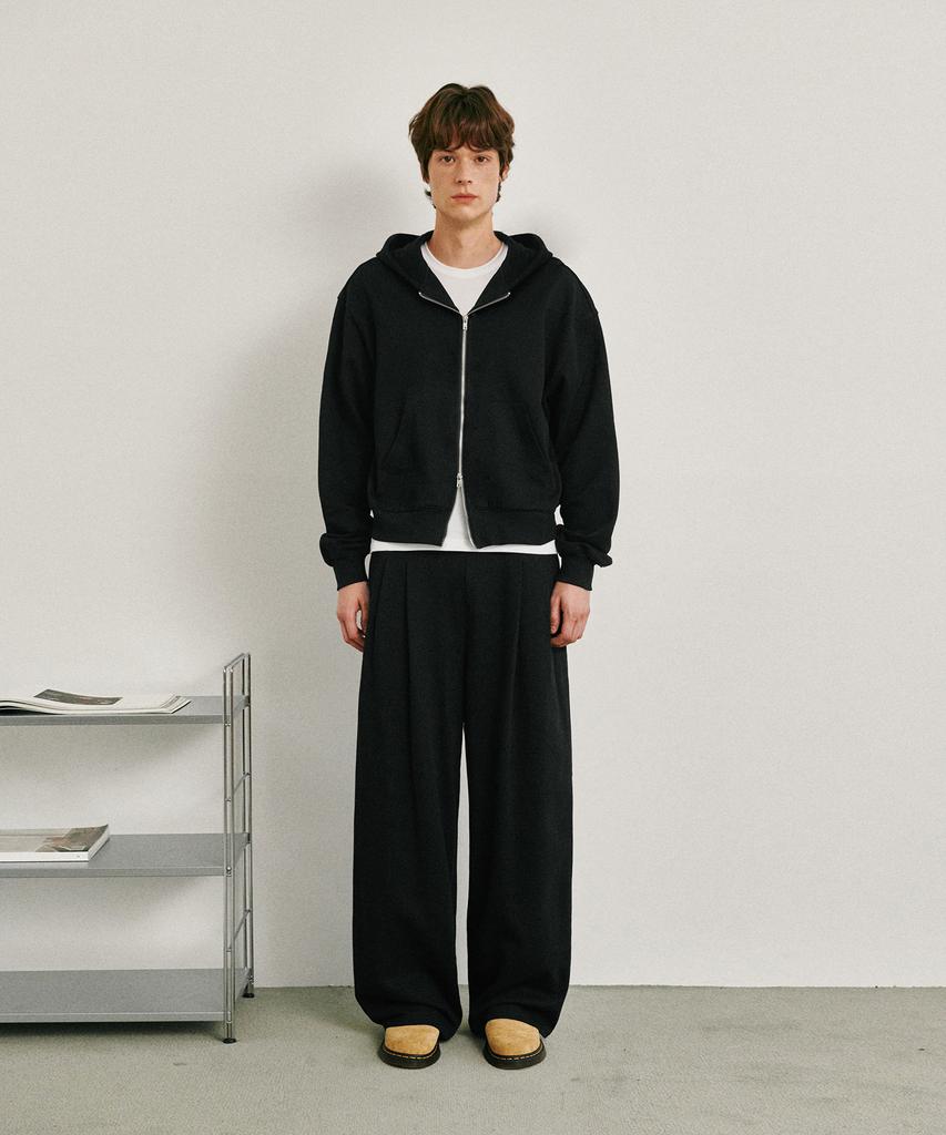 Glw Essential Two-Way Crop Zip-Up Hoodie Black