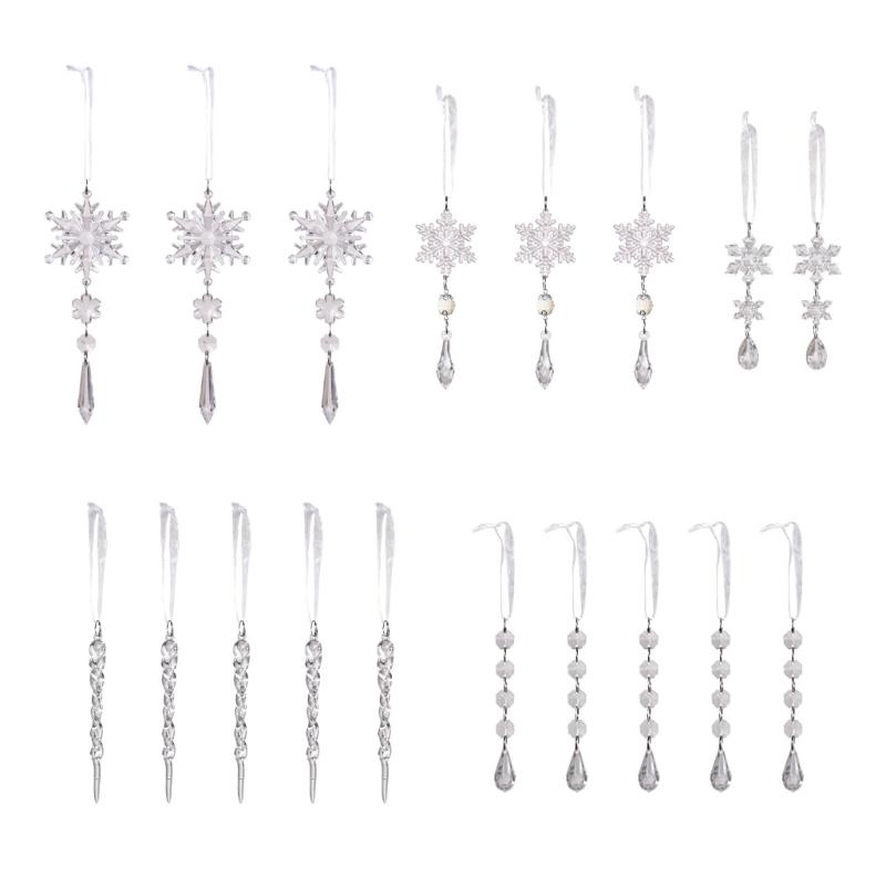 

18pcs Acrylic Christmas Decorations Crystal Snowflake Hanging Ornament For Festival Tree And Party Decoration чистый