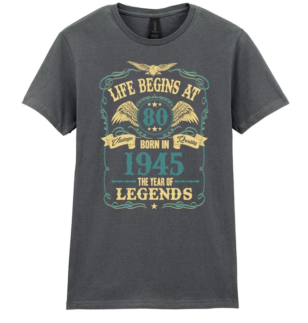 Life Begins At 80 Womens 80th Birthday T-Shirt Mens Womens Tees Top BORN 1945 Ladies Gift Mothers Day 2XL