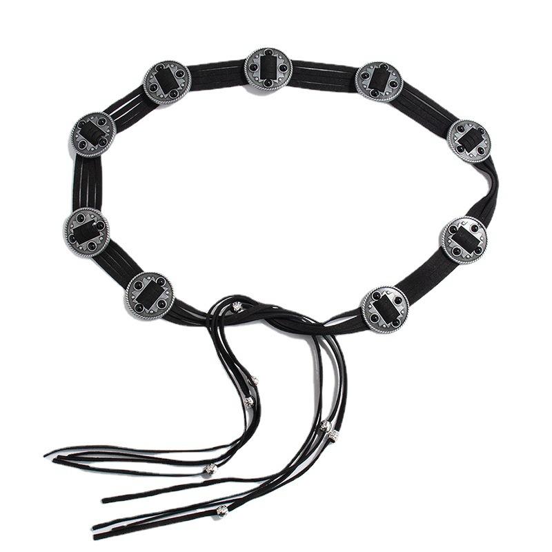 New Western-style Beaded Vintage Accessory Belt, Round Bohemian-style Suede Fashionable Women's Waistband