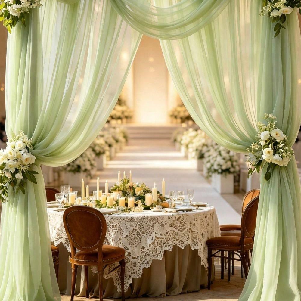 Arco per Matrimoni all'Aperto, Feste in Giardino con Tende di Garza, Sfondo Decorativo Festivo per Soffitto