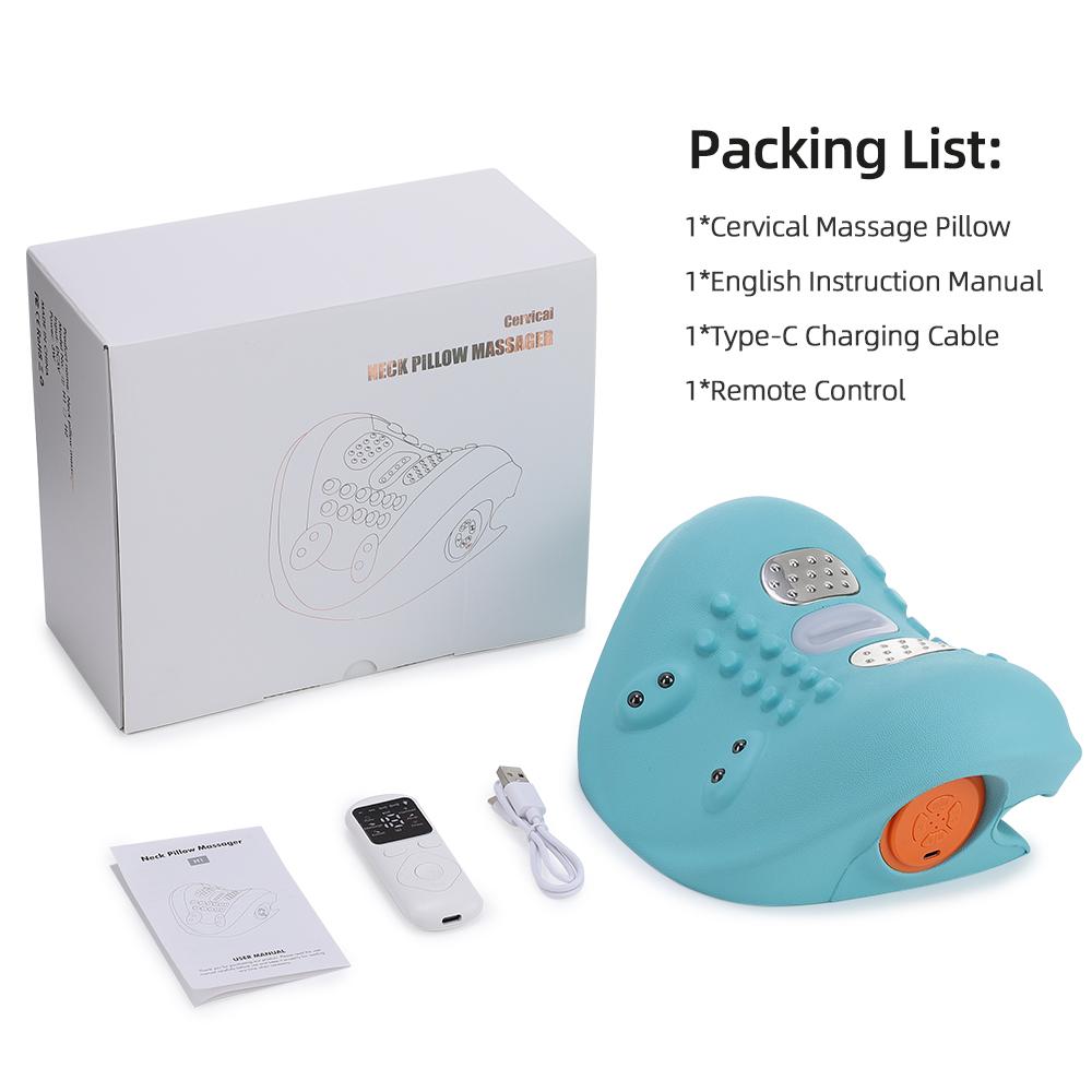 Portable Neck Shoulder Massager Pillow with Heat Cervical Traction Muscle Relaxation Back Neck Stretcher Muscle Relax синий