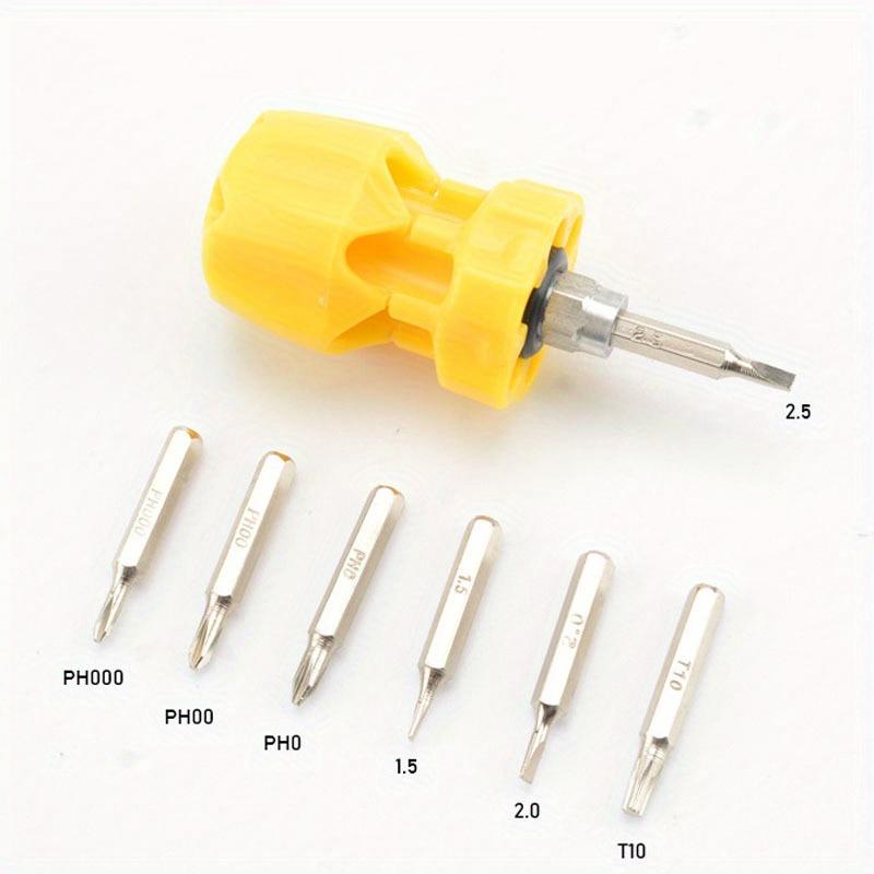 

Отвертка 7 в 1, портативная многофункциональная отвертка, высокопрочные сверла, шлиц, шестигранный шлиц, подходит для инструментов для повседневного ремонта и работы на открытом воздухе 7pcs жёлтый