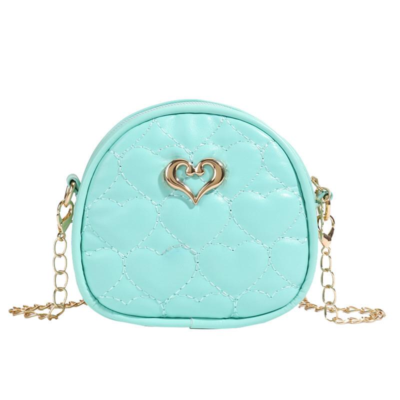 Childrens Mini Pu Chain Bag With Love Heart Decoration For Daily Use