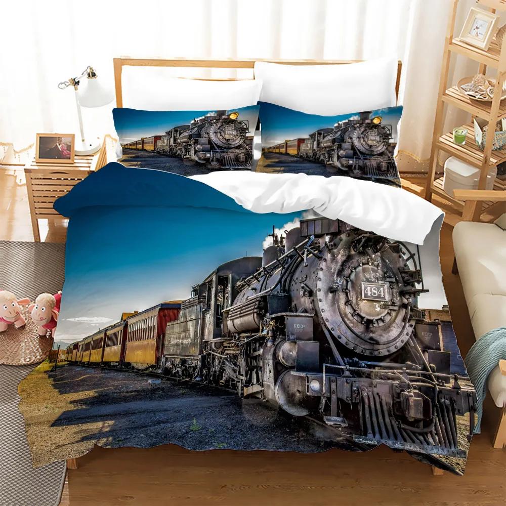 

Train Equipment Trucks Construction Vehicle Tractor Soft Duvet Cover for Children Boy for Bedrom Decoration Carton Watercolor Quen 135*200cm Eu-Single