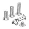 90Sets Round Flat Head Chicago Screws Buttons Metal Studs Rivets Stainless Steel Post Binding Screw for Leather Crafting