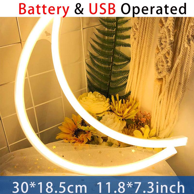 

Светодиодный неоновый светильник Moon, настенный светильник с питанием от USB, неоновая вывеска, настенная вывеска для спальни, детской комнаты, гостиной, рождественской вечеринки, украшения для дома