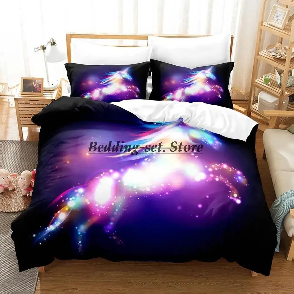 Regenbogen Pferd Einzelhorn Bettwäsche Set Einzel Twin Full Queen King Size Bett Set Aldult Kid Schlafzimmer Duvetcover Sets Bettlaken Set