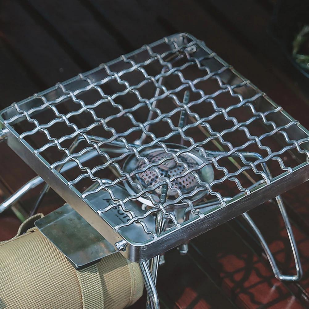 Camping Stove Stand Stainless Steel Camping Stove Grill Rack Portable Foldable Folding for Cooking Picnic for Travel Hiking Tool