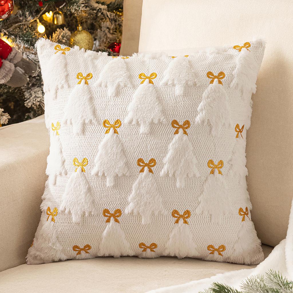 Christmas Embroidered Circle Yarn Pillow Sofa Pillow Cushion Decorative Pillow Cover Without Core