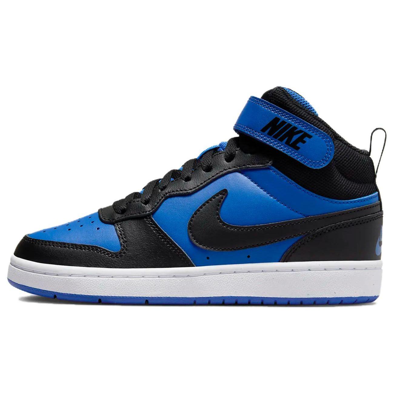 

Nike Кроссовки Court Borough Mid 2 GS Black Game Royal Kids сине-белые CD7782-404 37.5