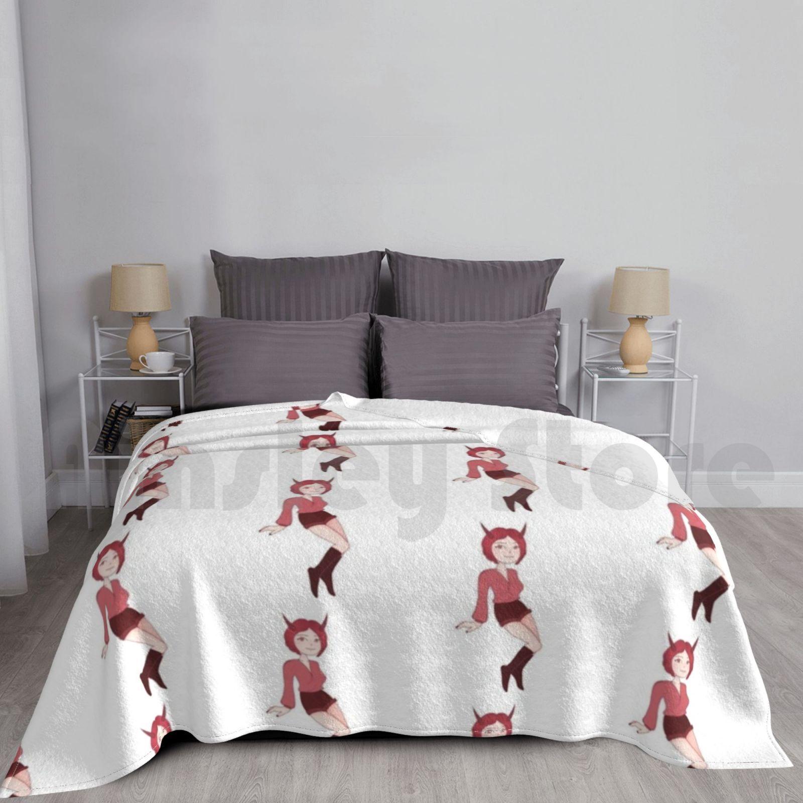 Devil Anime Girl Blanket For Sofa Bed Travel Anime Waifu Cute Devil Evil Red Lucy Hell Graphic Girl Smug Anime Size: 75*100cm, Weight: 230 GSM