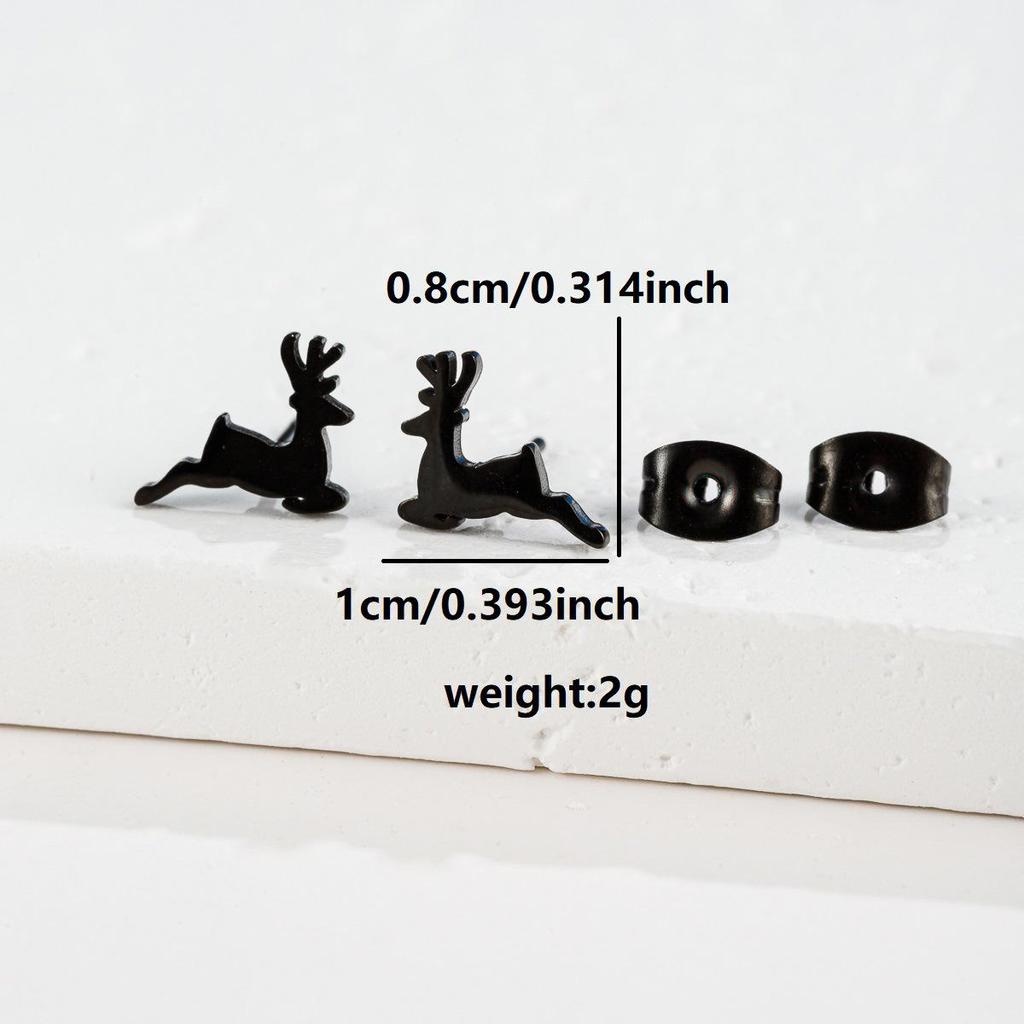 Weihnachts-Ohrstecker für Damen aus Edelstahl mit steigendem Rentier