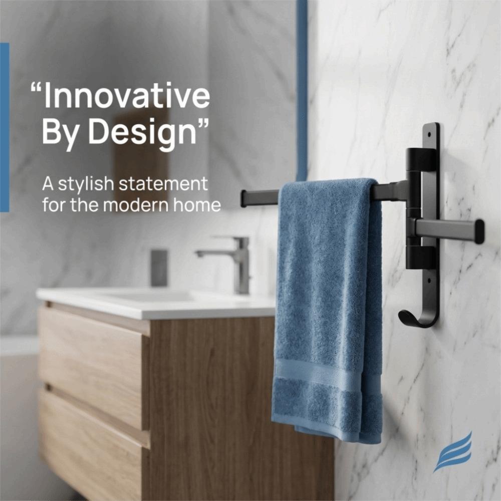 Aluminum Alloy Towel Bar 2 Arms Rotating Towel Rack Space Saving Swivel Towel Rack Household Use