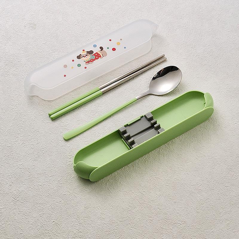 Portable Tableware Cartoon Love Fork Spoon Chopsticks Student Party Office Workers Travel Spoon Chopsticks Portable Box