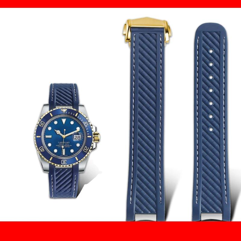 20mm Rubber Silicone Watch Strap Fit For Omega Seamaster 300 AT150 for Rolex black green water ghost watchband Folding buckle
