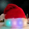 LED Christmas Hat, Light Up Christmas Hat Unisex Plush Beanie Holiday Hat with White Brim Christmas Party Props