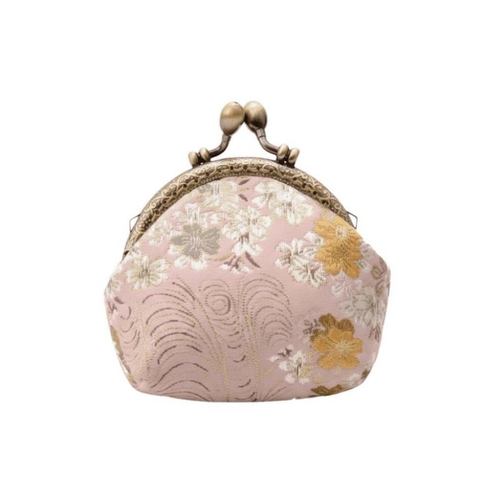 Anti-lost Kiss Lock Coin Purse Polyester Portable Brocade Mini Pouch Chinese Style Thickened Embroidered Small Pocket Ring